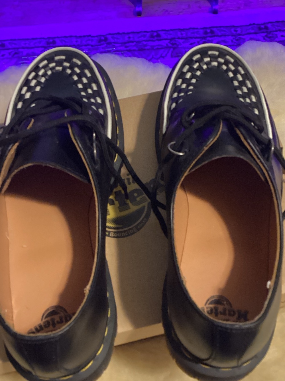 Dr. Martens Black Leather Checkerboard Lace-Up Shoes